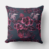 ラグジュアリースタイリッシュウォーターカラーネイビーブルーブルゴーニュ クッション (正面)