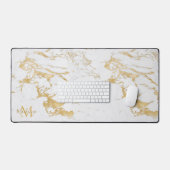 ラグジュアリースタイリッシュゴールドフォイルマーブルモノグラム デスクマット (キーボード&マウス)