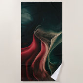 ラグジュアリースタイリッシュシッエレガントクモダンブラックレッド ビーチタオル (正面)