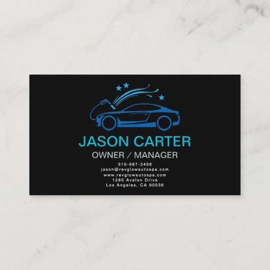 ラグジュアリースタイルカーウォッシュ&ディテアリングブルーモダン 名刺 (裏面)