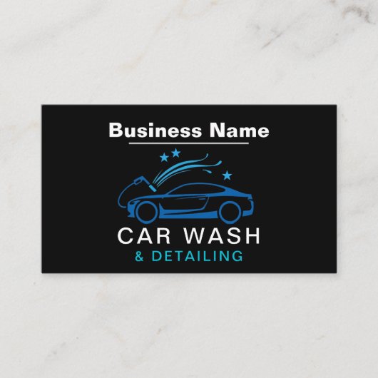 ラグジュアリースタイルカーウォッシュ&ディテアリングブルーモダン 名刺 (正面)