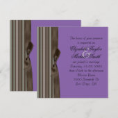 ラグジュアリースタイルブラウンリボンパープルウェディング招待 招待状 (正面/裏面)