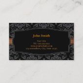 ラグジュアリーストライプ金ゴールドブラックダマスク名刺 名刺 (裏面)