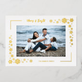 ラグジュアリースノーフレークミニマリストフォトファミリフレーム 箔シーズンカード (正面)