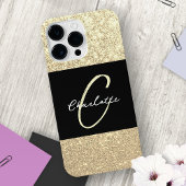 ラグジュアリースパークルゴールドグリッター名 iPhoneケース