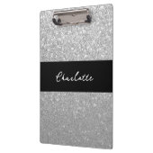 ラグジュアリースパークルシルバーグリッター名 クリップボード (左)