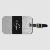 ラグジュアリースパークルシルバーグリッター名 ラゲッジタグ (正面横)