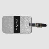 ラグジュアリースパークルシルバーグリッター名 ラゲッジタグ (正面横)