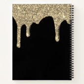 ラグジュアリースパークル金ゴールドグリッタードリップスモノグラム ノートブック (裏面)