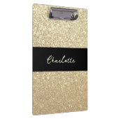 ラグジュアリースパークル金ゴールドグリッター名 クリップボード (右)