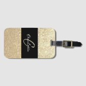 ラグジュアリースパークル金ゴールドグリッター名 ラゲッジタグ (正面横)