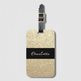 ラグジュアリースパークル金ゴールドグリッター名 ラゲッジタグ