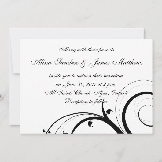 ラグジュアリースワールダブルモノグラム結婚式招待状 招待状 (裏面)