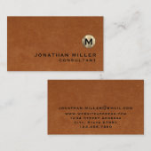 ラグジュアリーセーブルブラウンレザー金ゴールドモノグラム 名刺 (正面/裏面)