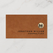 ラグジュアリーセーブルブラウンレザー金ゴールドモノグラム 名刺 (正面)