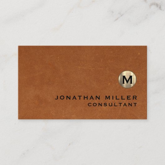 ラグジュアリーセーブルブラウンレザー金ゴールドモノグラム 名刺 (正面)