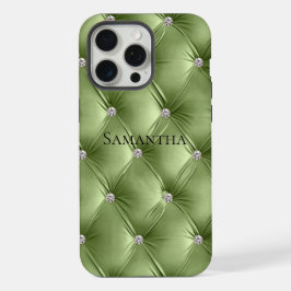 ラグジュアリーソフトウォーミングセージフェイクグリーンベルベット iPhone 15 PRO MAXケース