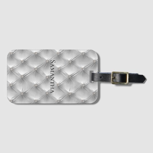 ラグジュアリーソフトグレイフェイクベルベット ラゲッジタグ (正面横)