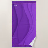 ラグジュアリーソフトパープル金ゴールドカスタマイズ波 ビーチタオル (正面)