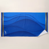 ラグジュアリーソフトブルー金ゴールドカスタマイズ波 ビーチタオル (正面)