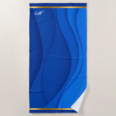 ラグジュアリーソフトブルー金ゴールドカスタマイズ波 ビーチタオル (正面)