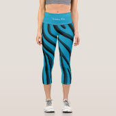 ラグジュアリーソフトブルー3Dゼブラウェーブ カプリレギンス (正面)