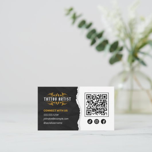 ラグジュアリータトゥーアーティスト金ゴールドブラックコネクトアメリカ 名刺 (スタンド正面)
