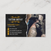 ラグジュアリータトゥーアーティスト ゴールド ブラック タトゥーショップ 名刺 (正面)