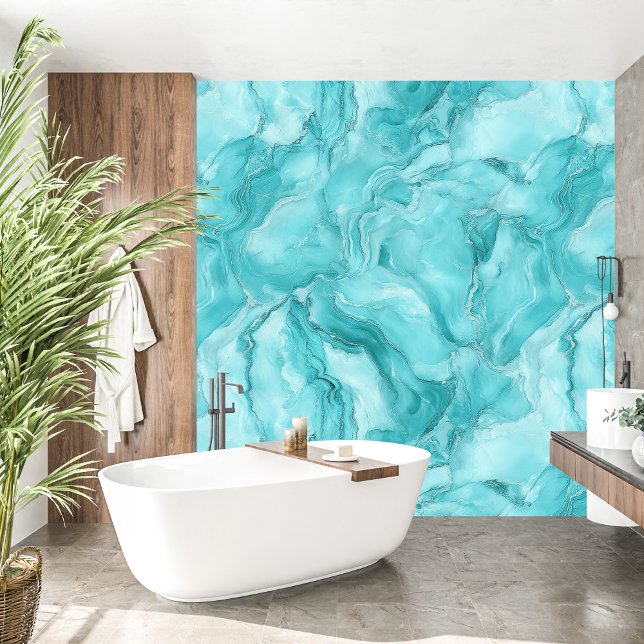 ラグジュアリーターコイズマーブルテクスチャアクア 壁紙 (Luxury Turquoise Marble Texture Wallpaper)
