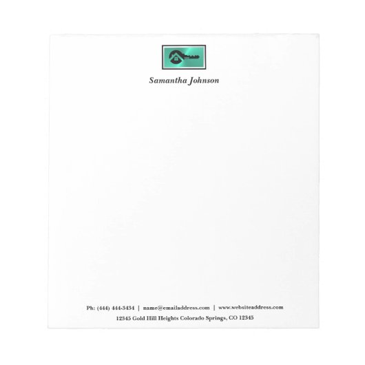 ラグジュアリーターコイズ＆ブラックキー不動産 ノートパッド (正面)