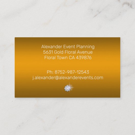 ラグジュアリーダイヤモンドとパール金ゴールド 名刺 (裏面)