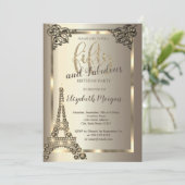 ラグジュアリーダイヤモンドエッフェルタワー縁ど50th誕生日 招待状 (スタンド正面)