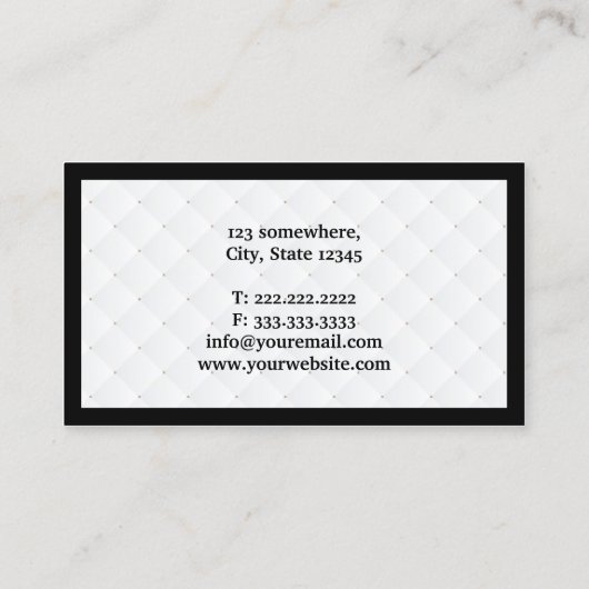 ラグジュアリーダイヤモンドキルトビューティシアンビジネスカード 名刺 (裏面)