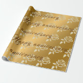 ラグジュアリーダイヤモンドバラハッピー金ゴールド50周年記念 ラッピングペーパー (アンロールド)