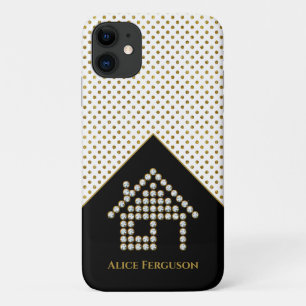 ラグジュアリーダイヤモンドホーム 金ゴールド水玉模様 iPhone 11 ケース