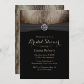 ラグジュアリーダイヤモンド&フェイクキツネファーブライダルシャワー 招待状 (正面/裏面)