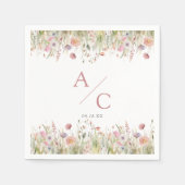 ラグジュアリーダスティピンクワイルドフラワー結婚ズ スタンダードカクテルナプキン (正面)