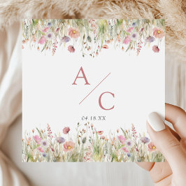 ラグジュアリーダスティピンクワイルドフラワー結婚ズ スタンダードカクテルナプキン