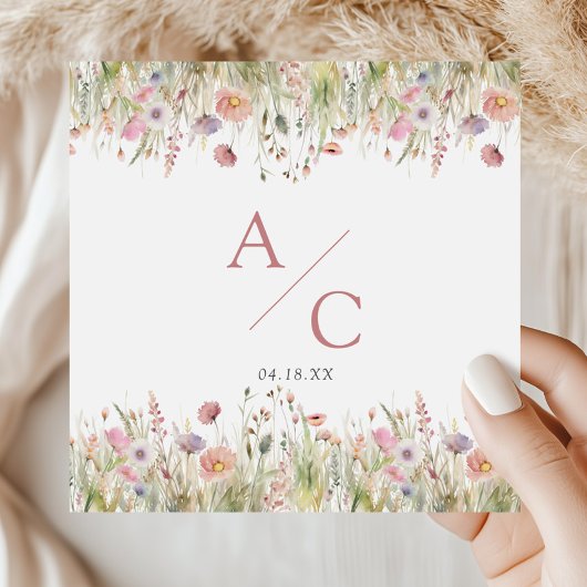 ラグジュアリーダスティピンクワイルドフラワー結婚ズ スタンダードカクテルナプキン