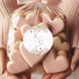 ラグジュアリーダスティピンクワイルドフラワー結婚ズ ラウンドシール