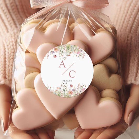 ラグジュアリーダスティピンクワイルドフラワー結婚ズ ラウンドシール