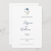 ラグジュアリーダスティブルーネイビーバラ結婚式招待状 招待状 (正面/裏面)