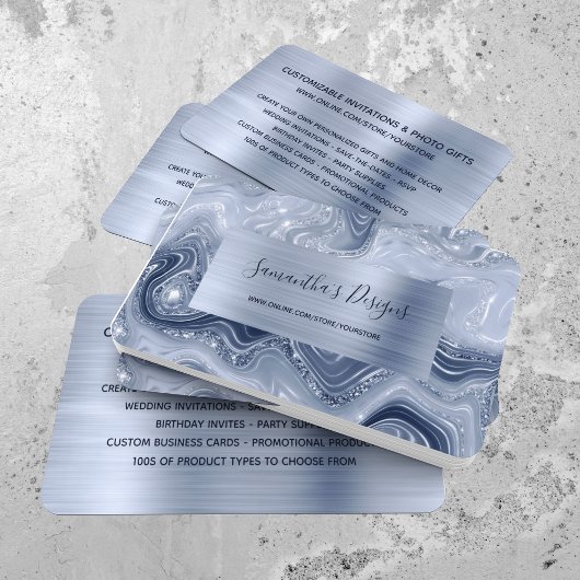 ラグジュアリーダスティブルーマーブルアゲートグラム 名刺