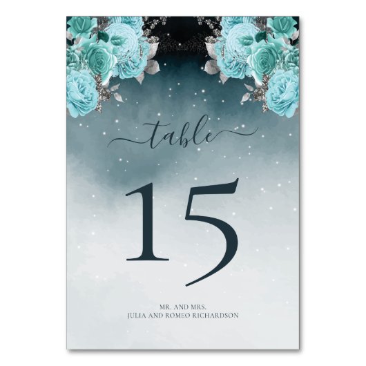 ラグジュアリーダスティブルー結婚フローラ テーブルナンバー (正面)