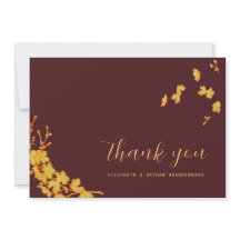 ラグジュアリーダークバーガンディ&金ゴールドフラワーズサンキューカード