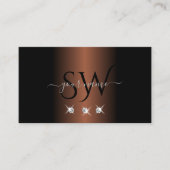 ラグジュアリーダークブラウンシルバースパークルダイヤモンドイニシャル 名刺 (正面)