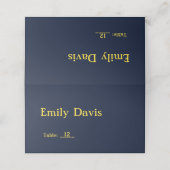 ラグジュアリーダークブルーと金ゴールド座席表- エレガント プレイスカード (外部開封)