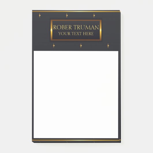 ラグジュアリーダークブルーエレガント金ゴールドデザイン ポストイット (正面)