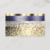 ラグジュアリーダークブルー金ゴールドきらめくグリッターグラマラス 名刺 (正面)