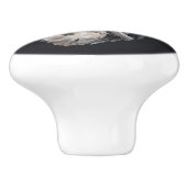 ラグジュアリーダークプリントノブ，鳥，花と羽1 セラミックノブ (側面)